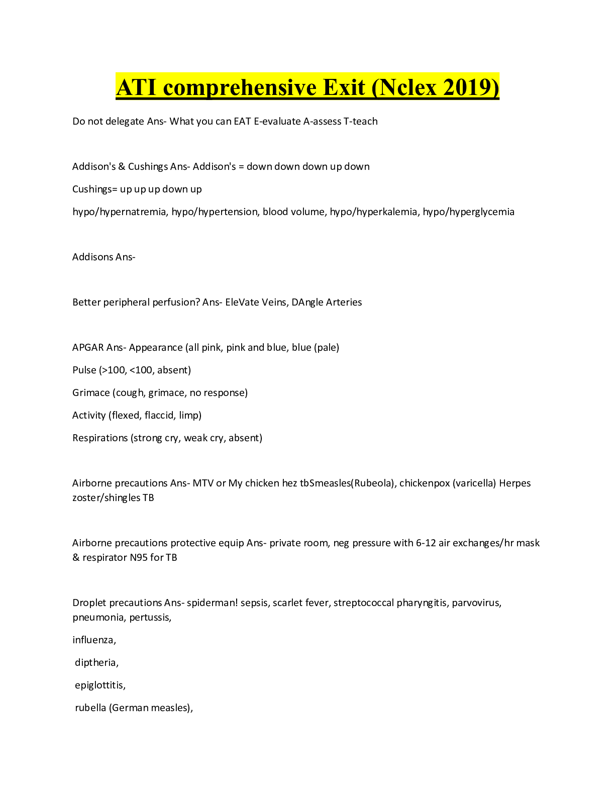 Preview image for ATI comprehensive Exit (Nclex 2019)